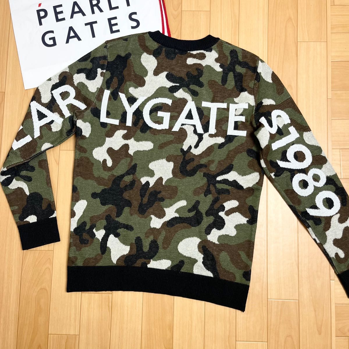 極美品 パーリーゲイツ カモフラ 迷彩柄 ニットセーター ジャケット