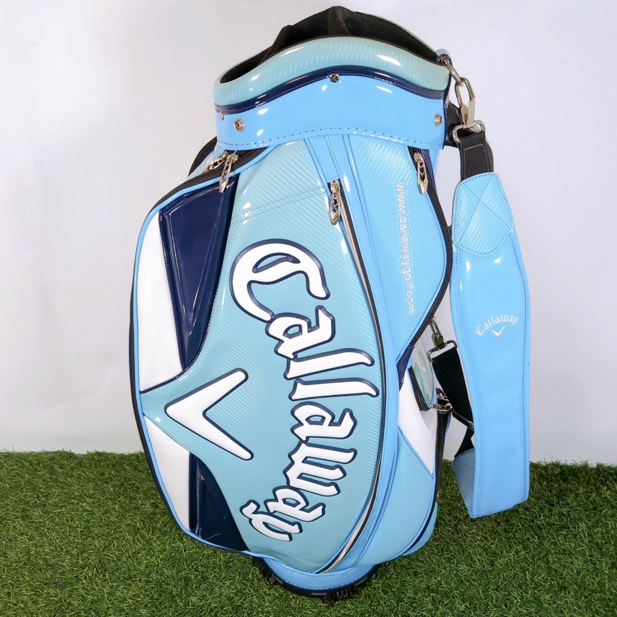 Callaway キャロウェイ ゴルフ キャディバッグ エナメル 青 白 4分割